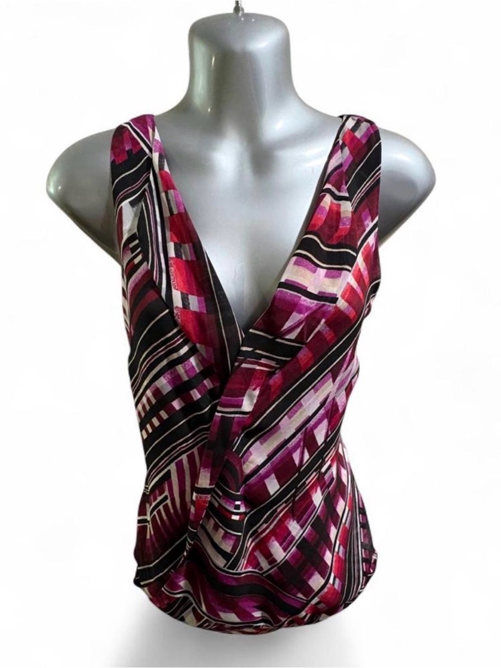 White House Black Markey Abstract Blouse Sz S